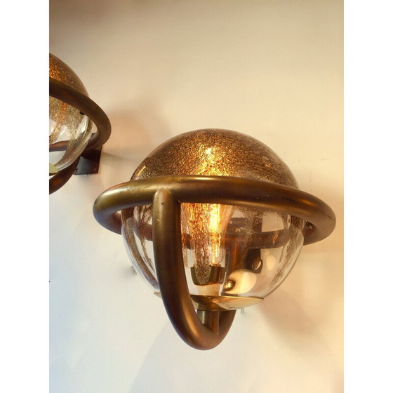 Image 1 of Pair of Saturn wall lamps in Murano glass -  1980s