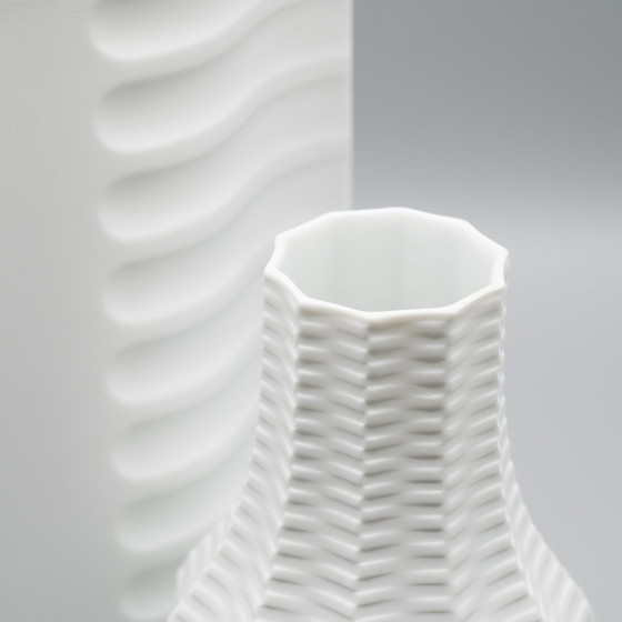 Image 1 of Vaso in porcellana bisquit di Archais Heinrich Fuchs Op Art Retro Hutschenreuther Duo 
