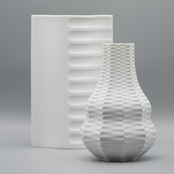 Image 1 of Vaso in porcellana bisquit di Archais Heinrich Fuchs Op Art Retro Hutschenreuther Duo 