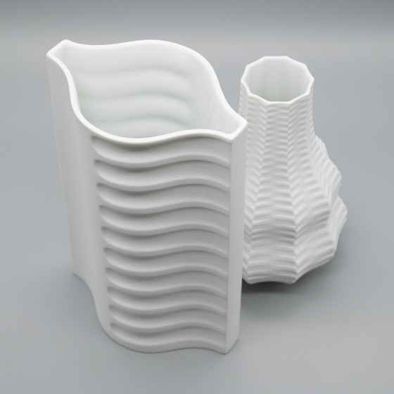 Image 1 of Vaso in porcellana bisquit di Archais Heinrich Fuchs Op Art Retro Hutschenreuther Duo 