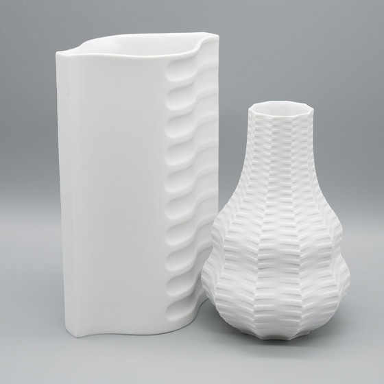 Image 1 of Vaso in porcellana bisquit di Archais Heinrich Fuchs Op Art Retro Hutschenreuther Duo 