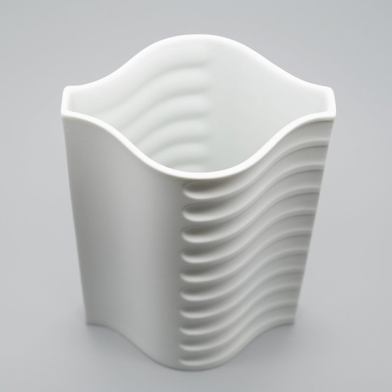 Image 1 of Vaso in porcellana bisquit di Archais Heinrich Fuchs Op Art Retro Hutschenreuther Duo 