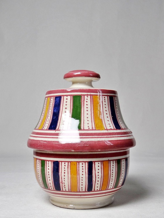 Image 1 of Covered pot / Butter pot Moroccan pottery handicraft Safi