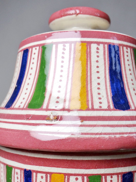 Image 1 of Covered pot / Butter pot Moroccan pottery handicraft Safi