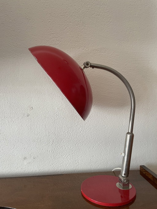 Red Adjustable Table Lamp, Model 144 By Herman Busquet For Hala Zeist