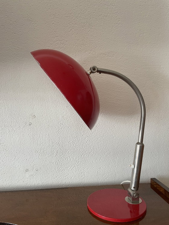 Image 1 of Red Adjustable Table Lamp, Model 144 By Herman Busquet For Hala Zeist