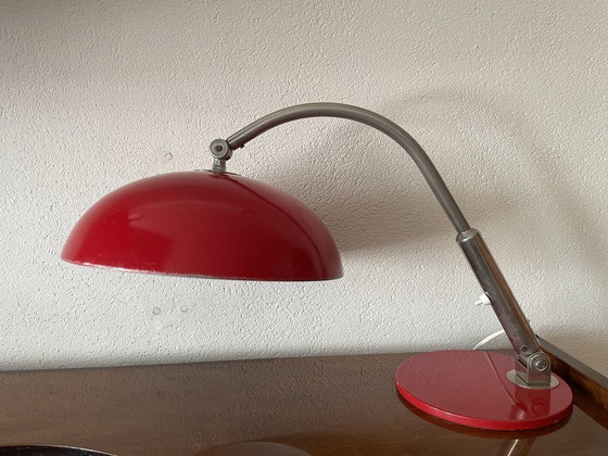 Image 1 of Red Adjustable Table Lamp, Model 144 By Herman Busquet For Hala Zeist