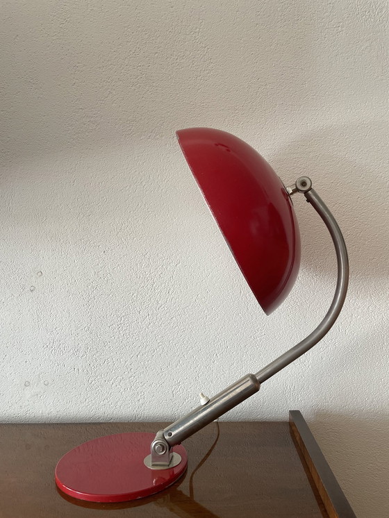 Image 1 of Red Adjustable Table Lamp, Model 144 By Herman Busquet For Hala Zeist