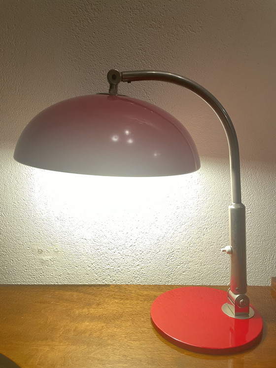 Image 1 of Red Adjustable Table Lamp, Model 144 By Herman Busquet For Hala Zeist