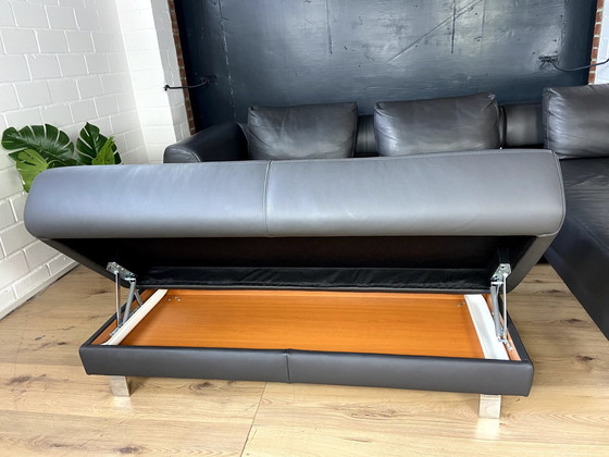 Image 1 of Ewald Schillig leather sofa Brand Face with stool