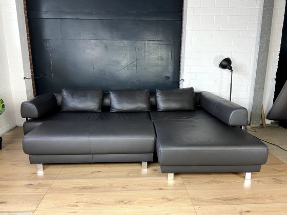 Image 1 of Ewald Schillig leather sofa Brand Face with stool