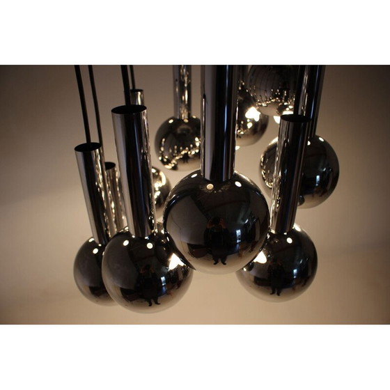 Image 1 of Lampada a sospensione vintage a cascata cromata, 1970