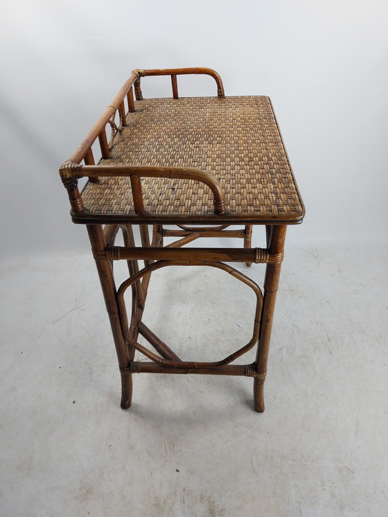 Image 1 of 1 X Rattan Bamboo Wicker Desk/Table 1970'S