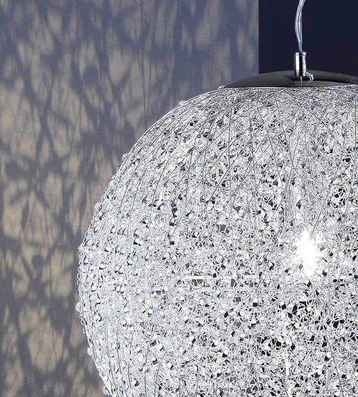 Modern Pendant Lamp Chrome Globe With Crystals