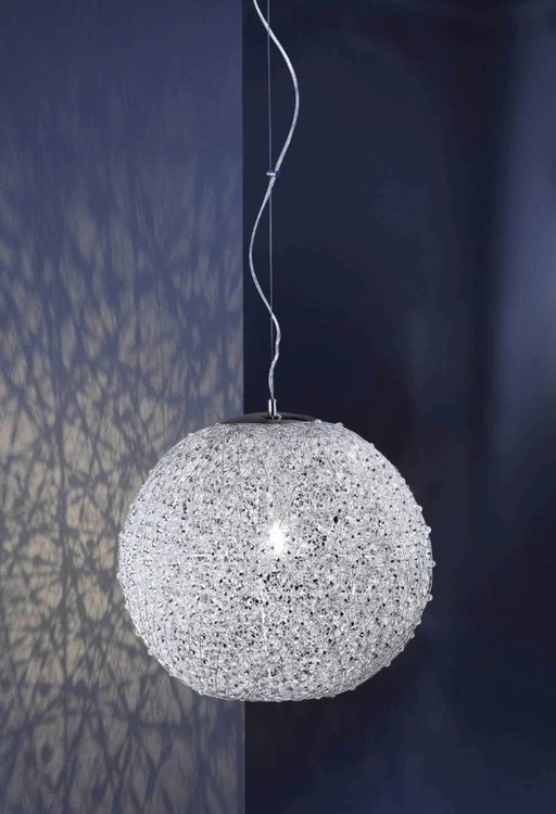 Modern Pendant Lamp Chrome Globe With Crystals