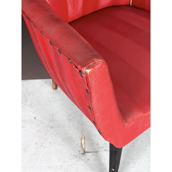 Image 1 of Pair of mid-century red armchairs, Italy 1950s
