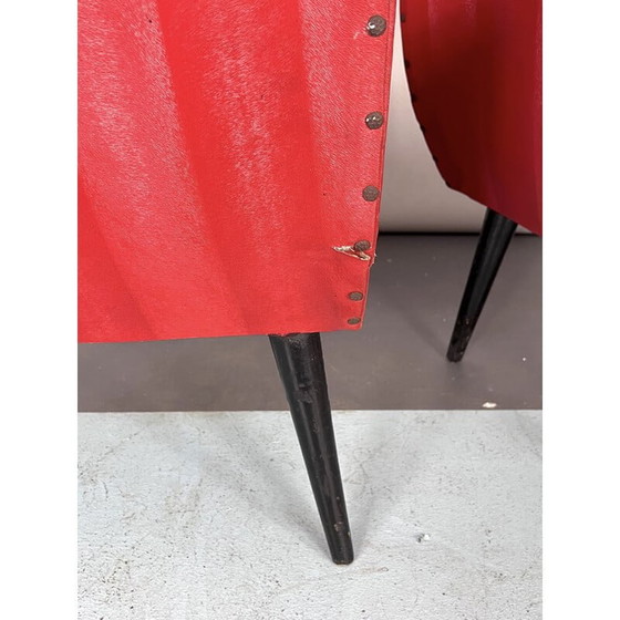 Image 1 of Pair of mid-century red armchairs, Italy 1950s