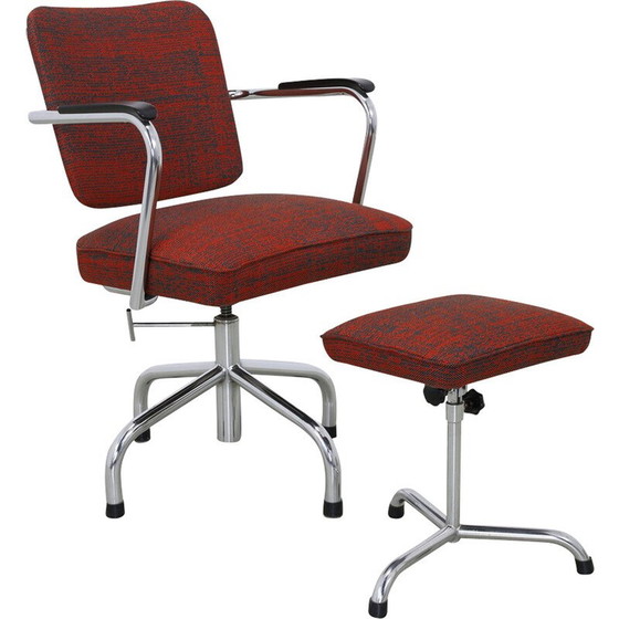 Image 1 of Vintage office chair with metal ottoman by Paul Schuitema for Fana, 1960