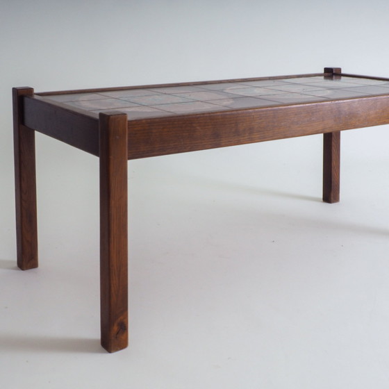 Image 1 of Mid Century Wooden Coffee Table With Ceramic Tiles Top
