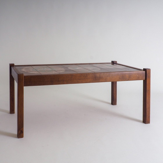Image 1 of Mid Century Wooden Coffee Table With Ceramic Tiles Top