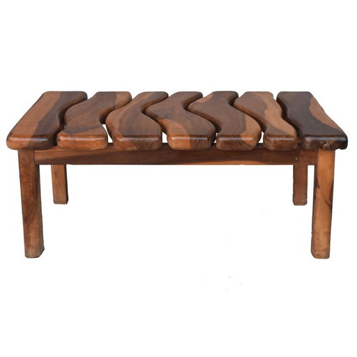Vintage Brutalist coffee table in olive wood