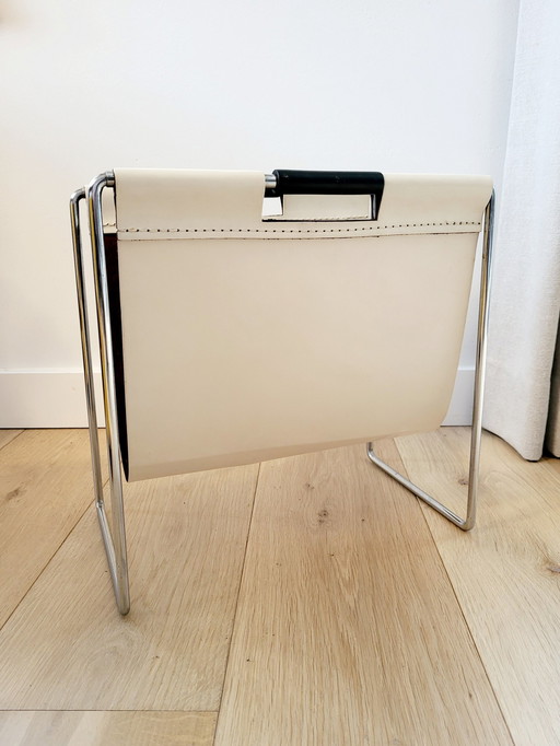 Brabantia Leather Magazine Rack Or Reading Rack, 1970s, Holland