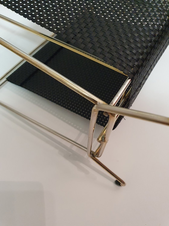 Image 1 of Mid - Century 50s brass/black magazine rack