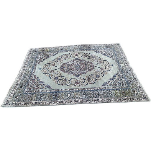 Alfombra persa vintage de lana y seda natural, 1970