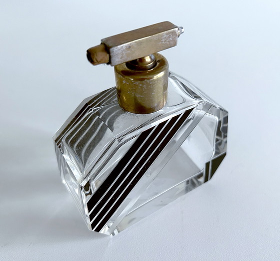 Image 1 of Art Deco Crystal Glass Perfume Bottle