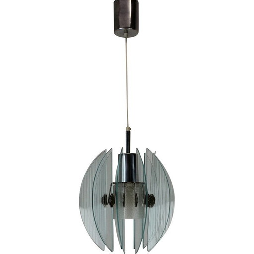 Mid-century glass pendant lamp, Czechoslovakia 1960s