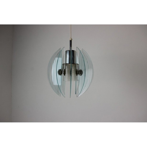 Image 1 of Mid-century glass pendant lamp, Czechoslovakia 1960s