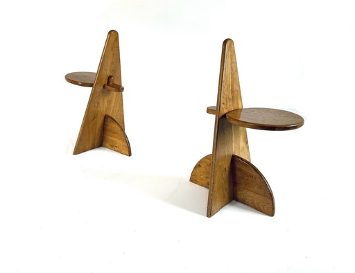 2x Brutalist stool '60