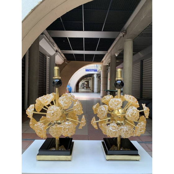 Image 1 of Pair of vintage murano glass "lions" lamps, 1980