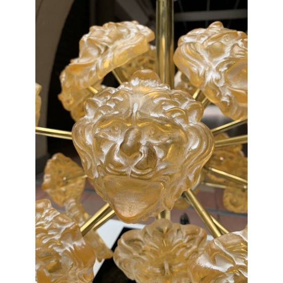 Image 1 of Pair of vintage murano glass "lions" lamps, 1980