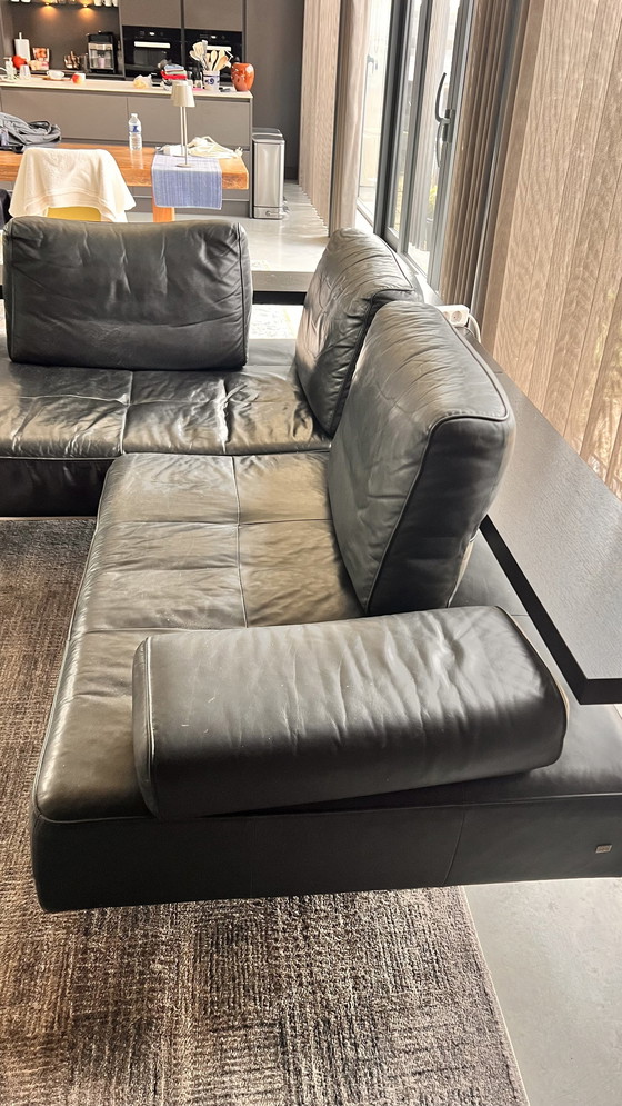 Image 1 of Rolf Benz Black Leather Corner Sofa