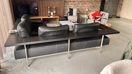 Image 1 of Rolf Benz Black Leather Corner Sofa