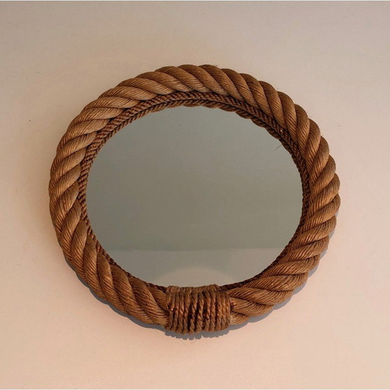 Image 1 of Specchio rotondo vintage in corda, Francia 1970