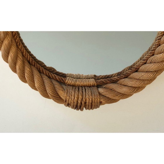 Image 1 of Specchio rotondo vintage in corda, Francia 1970