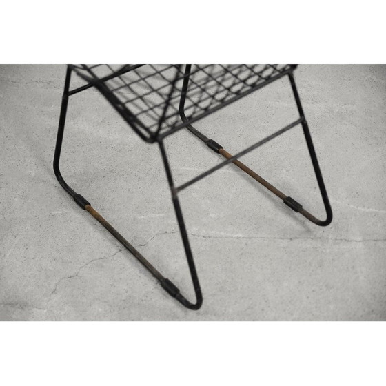 Image 1 of Set of 5 vintage scandinavian mid-century modern minimalist black wire prototype chair, 1960s