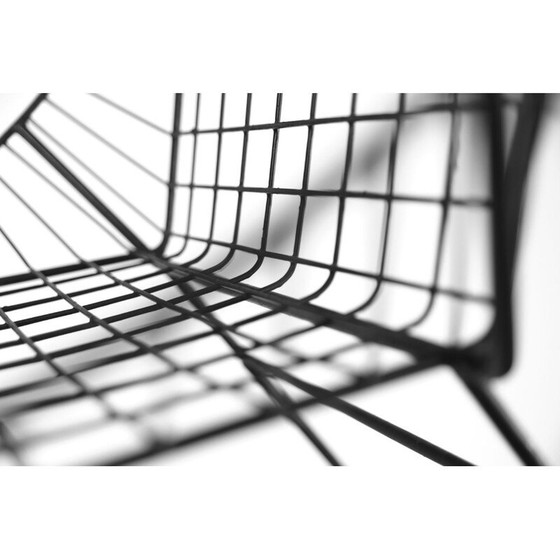 Image 1 of Set of 5 vintage scandinavian mid-century modern minimalist black wire prototype chair, 1960s