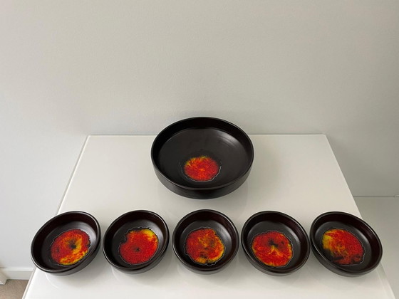 Image 1 of Retro 70'S Set Serving Bowl With Five Bowls