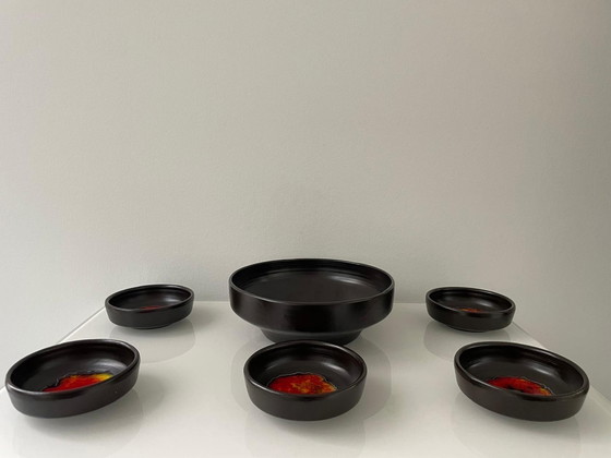 Image 1 of Retro 70'S Set Serving Bowl With Five Bowls