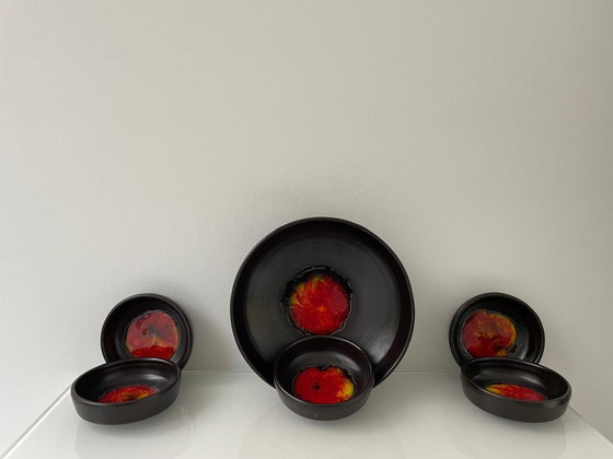 Image 1 of Retro 70'S Set Serving Bowl With Five Bowls