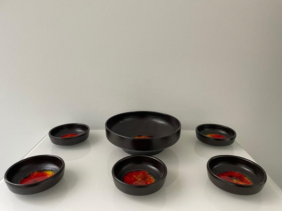 Image 1 of Retro 70'S Set Serving Bowl With Five Bowls