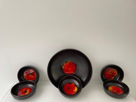 Image 1 of Retro 70'S Set Serving Bowl With Five Bowls