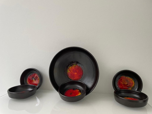 Retro 70'S Set Serving Bowl With Five Bowls