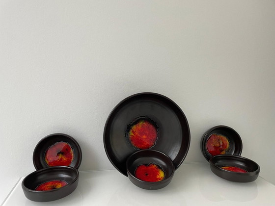 Image 1 of Retro 70'S Set Serving Bowl With Five Bowls