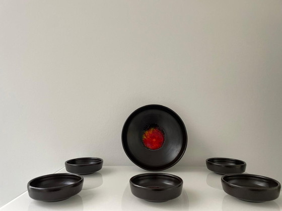 Image 1 of Retro 70'S Set Serving Bowl With Five Bowls