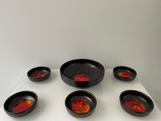 Image 1 of Retro 70'S Set Serving Bowl With Five Bowls