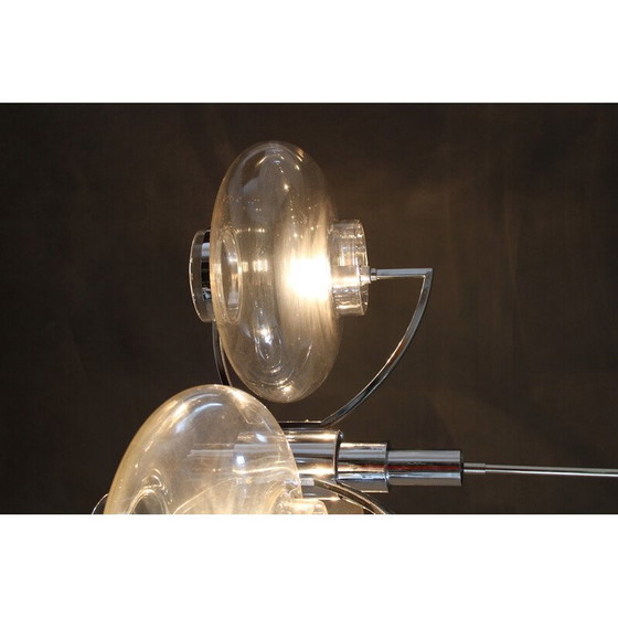Image 1 of Vintage Italian chrome plated and glass chandelier, 1970s